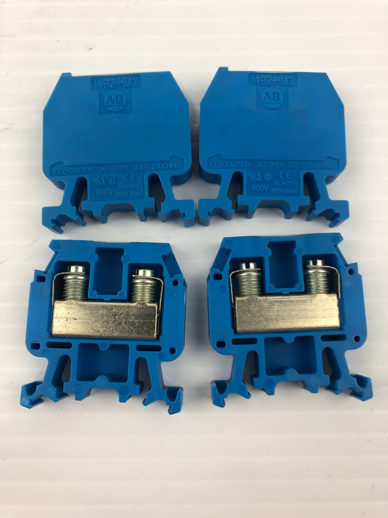 Allen-Bradley 1492-HM3 Terminal Block 600V - Lot of 4 Blue