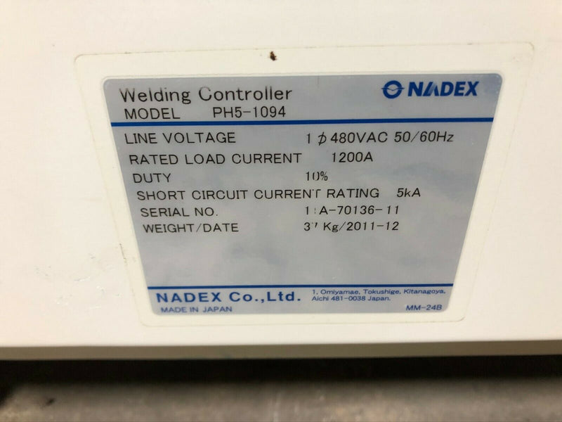 Nadesco Nadex PH5-1094 Welding Controller 480VAC 1200A 5kA