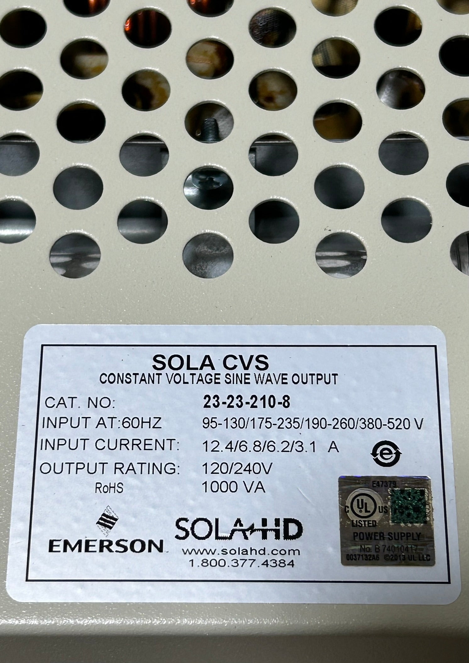 Emerson 23-23-210-8 Sola Constant Voltage Sine Wave Output Transformer 1000VA
