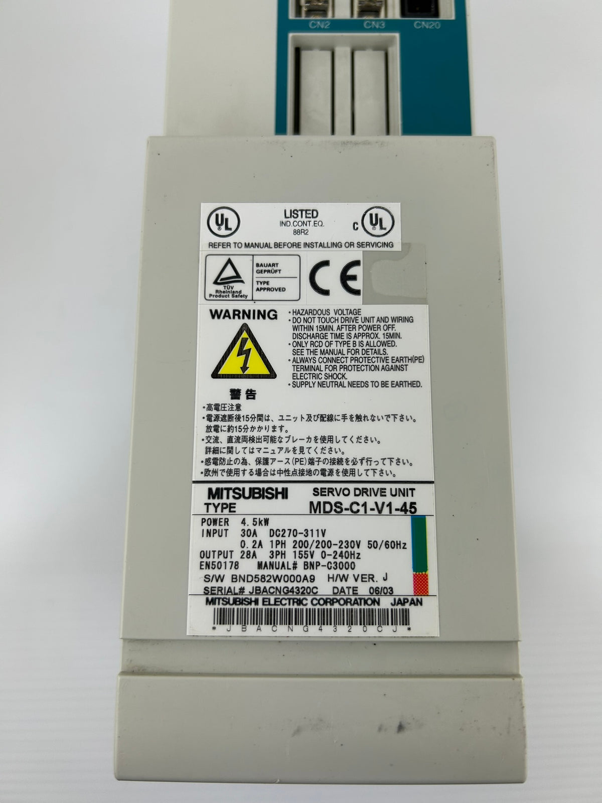 Mitsubishi MDS-C1-V1-45 Servo Drive Unit 4.5kW 28A 3PH 155V CNC MDSC1V145