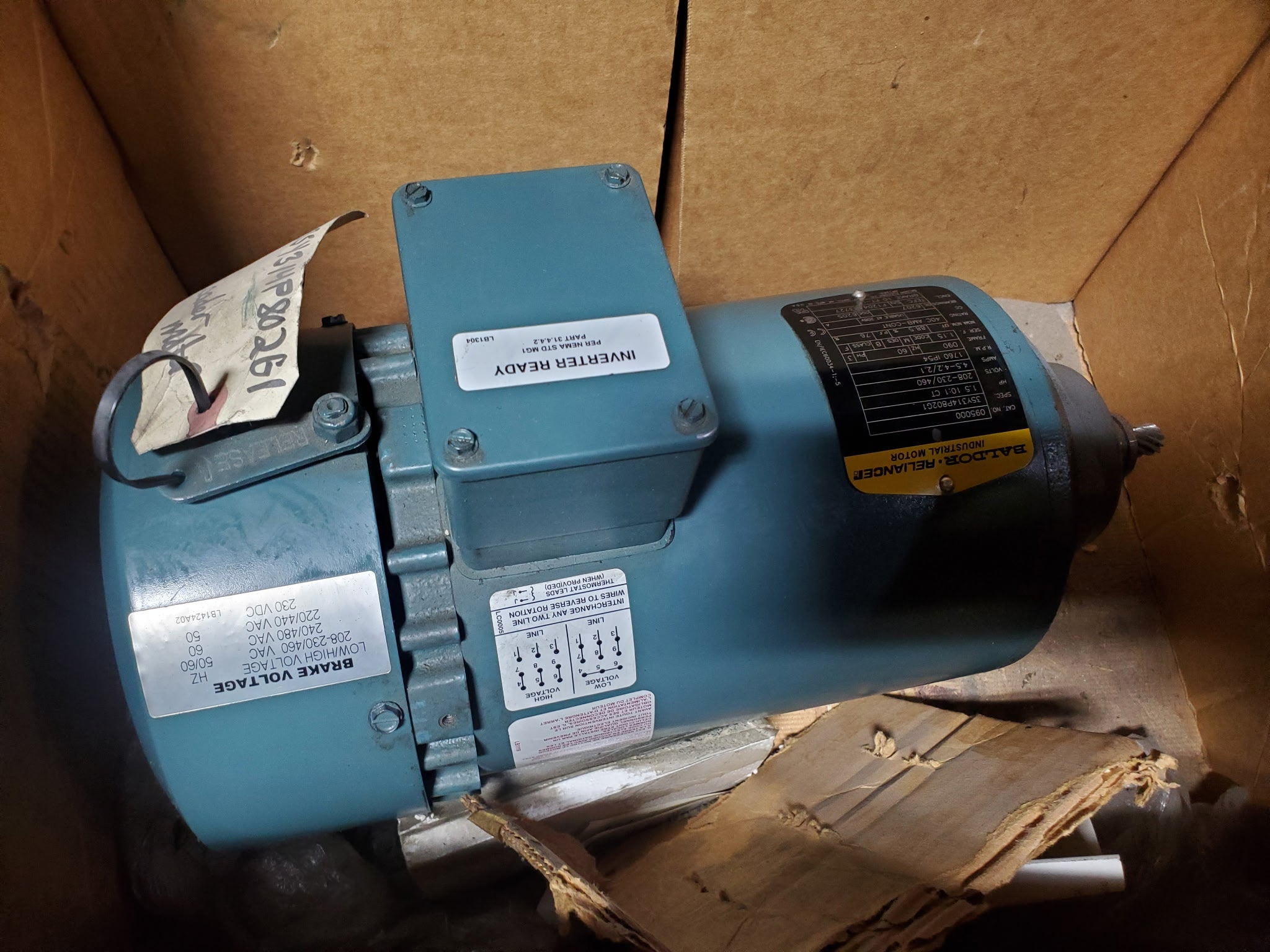 Baldor Reliance 095000 1.5HP 3PH Industrial Electric Motor 208-230/460V 1760RPM