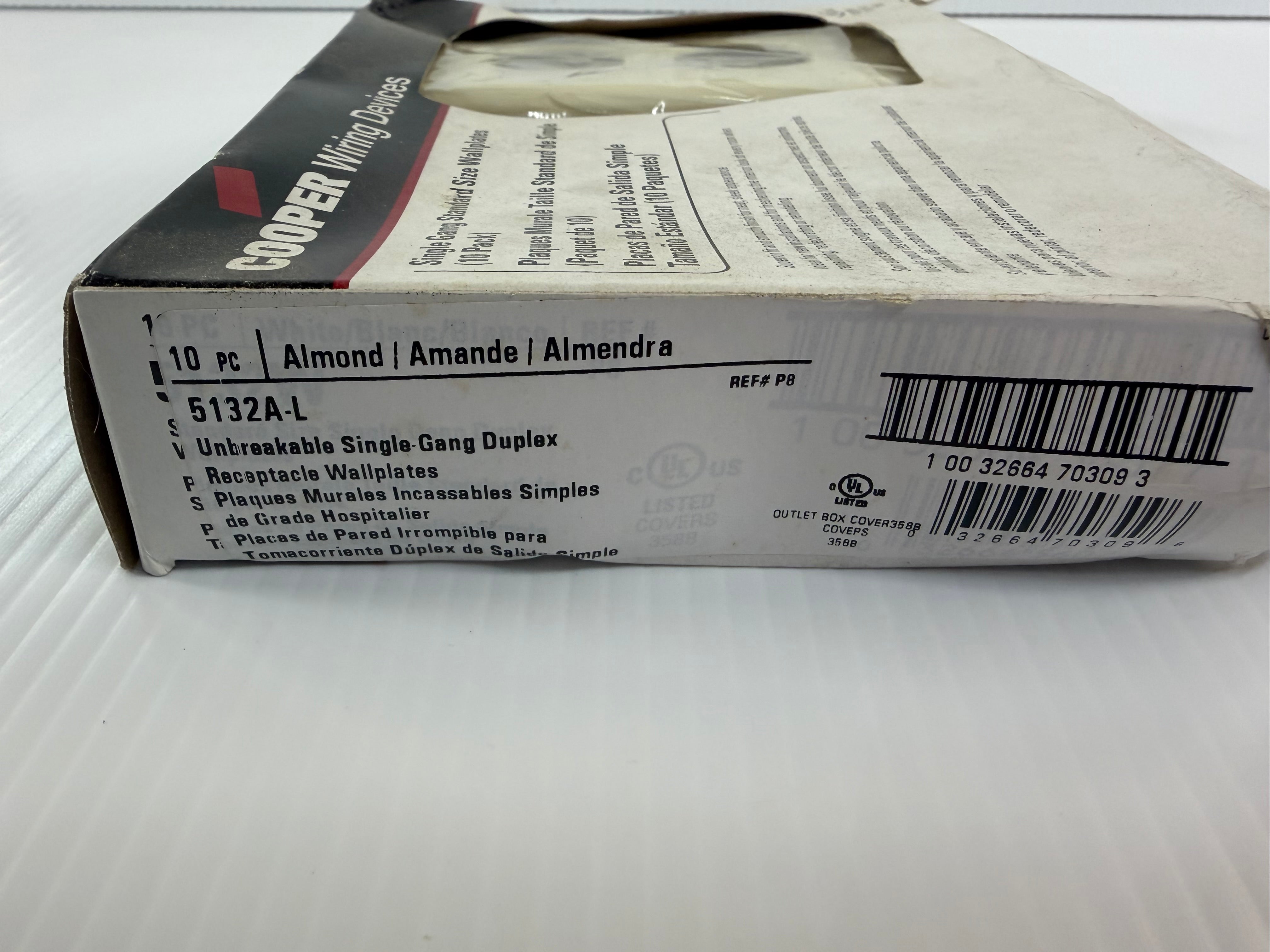 Cooper Wiring 1-Gang Receptable 5132A-L Box of 10 Almond