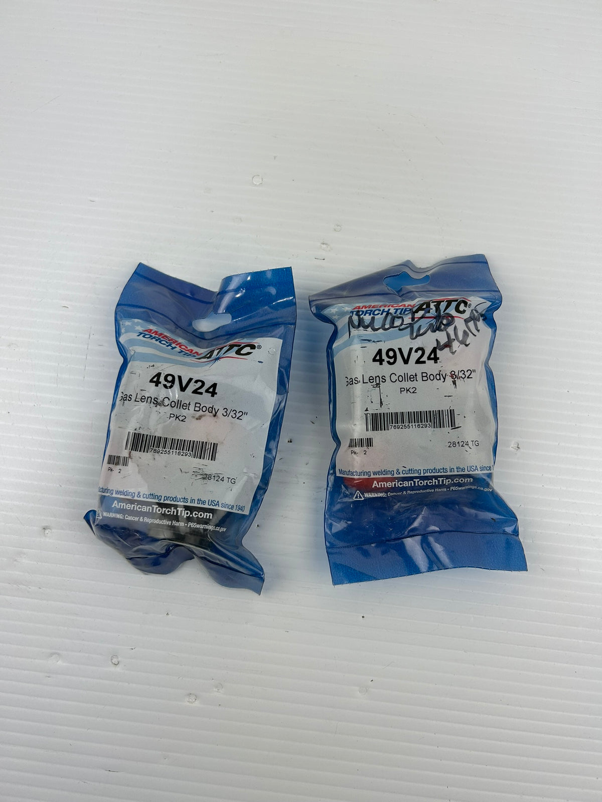 American Torch Tip 49V24 Gas Lens Collet Body 3/32 TIG Welding 2 Pack - Lot of 2