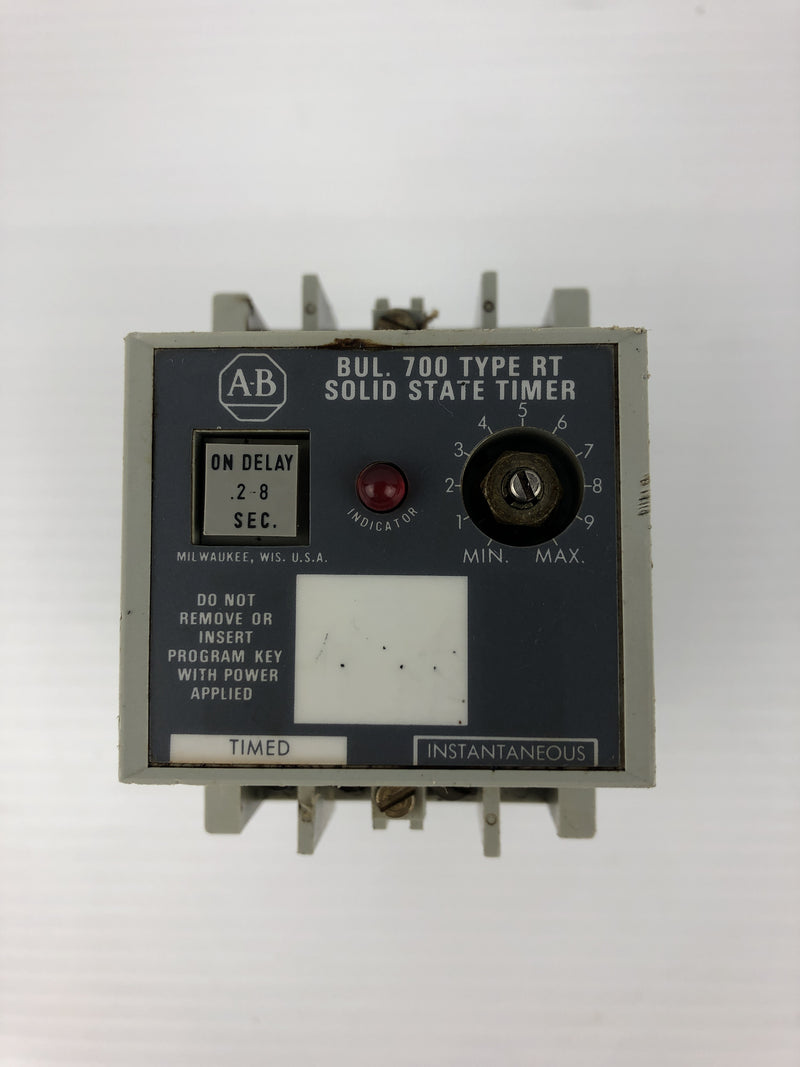 Allen-Bradley 10A1 Solid State Timer Relay Bul. 700 Type RT Ser. B 110-120VAC