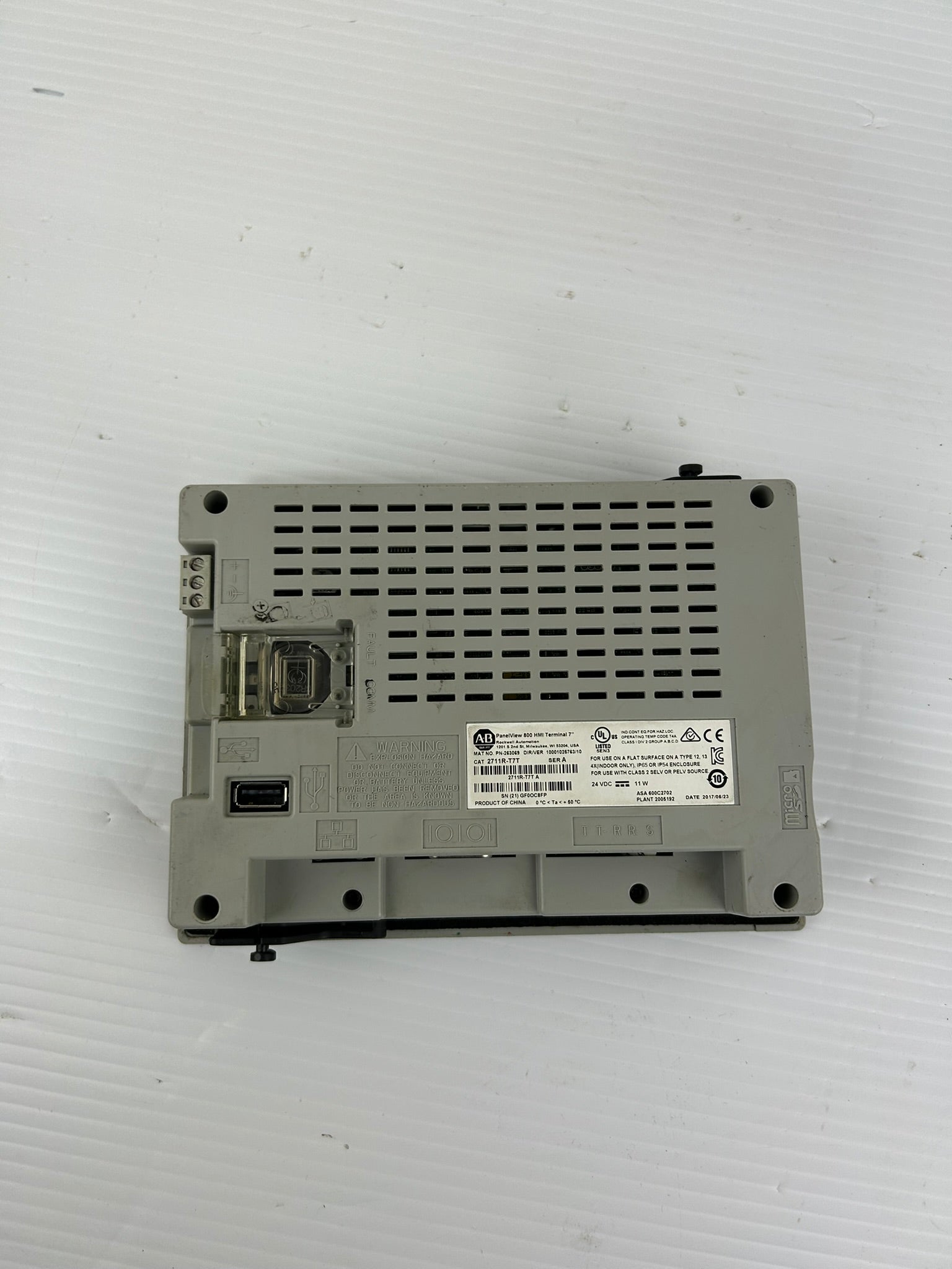 Allen-Bradley 2711R-T7T PanelView 800 7" HMI Touchscreen Terminal 24VDC