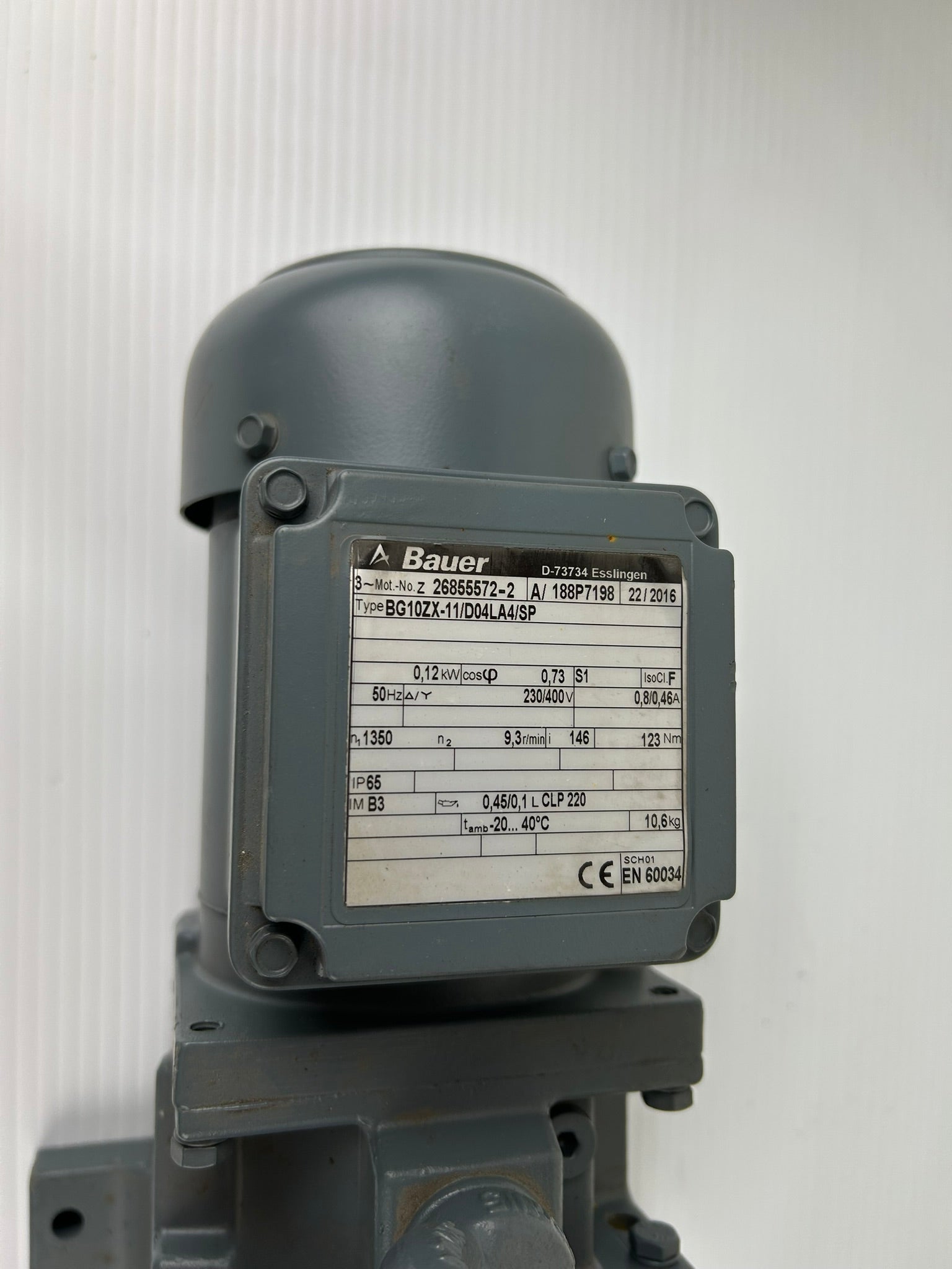 Bauer BG10ZX-11/D04LA4/SP Gear Motor 0.12 kW 3PH