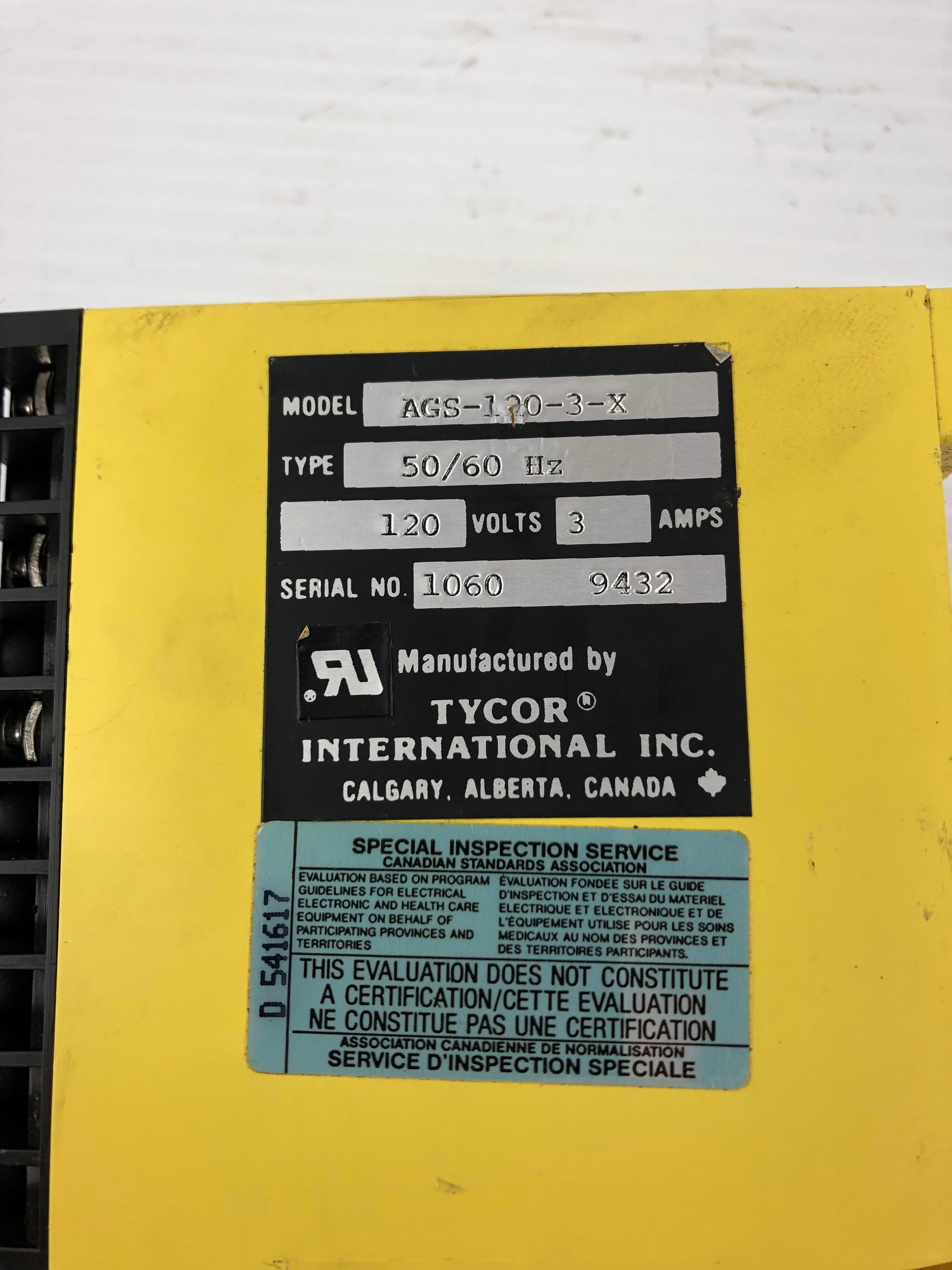Tycor AGS-120-3-X Aegis Transient Voltage Surge Suppressor 120V 3A 50/60Hz