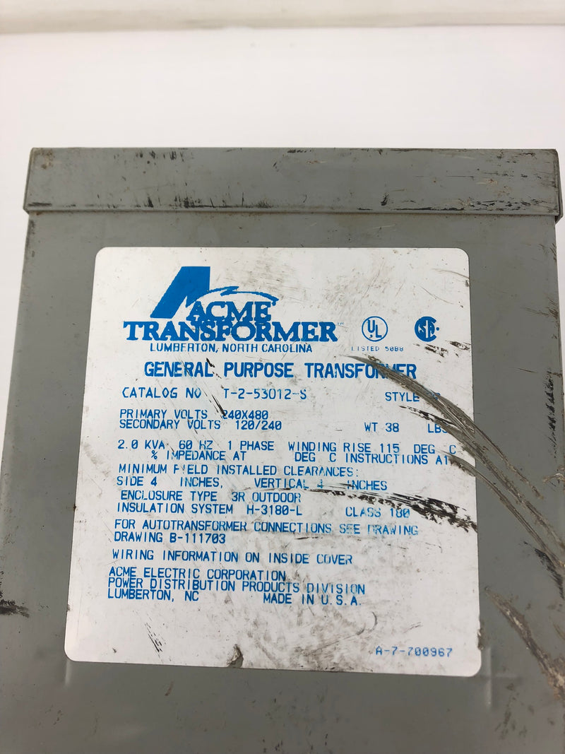 ACME Transformer T-2-53012-S General Purpose Transformer