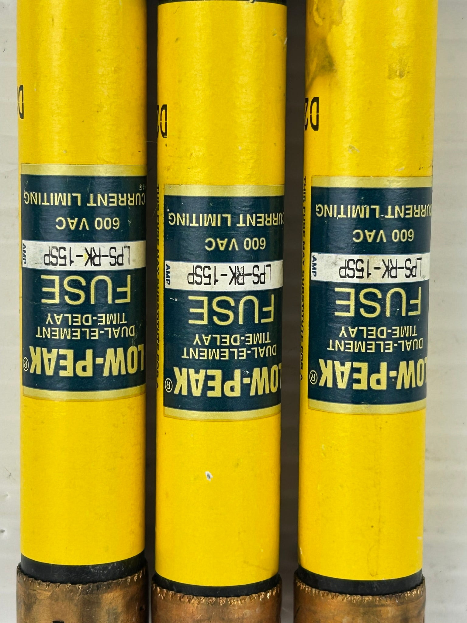 Cooper Bussmann LPS-RK-15SP Low-Peak Time Delay Fuse 600VAC 15A - Lot of 3