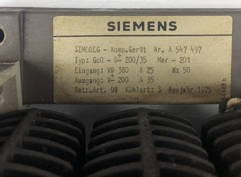 Siemens Simoreg Gc0-D-200/35 Drive without Cover A 547497 200V 25/35A 50Hz