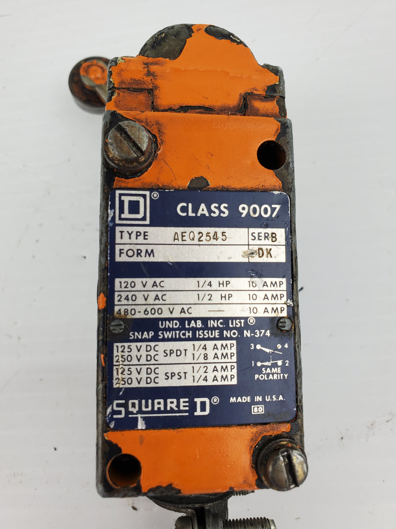 Square D AEQ2545 Limit Switch Series B Class 9007