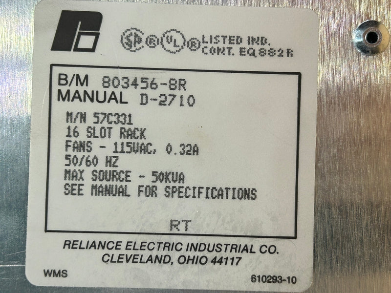 Reliance Electric 57C331 Automax 16 Slot Distributed Control System 803456-8R