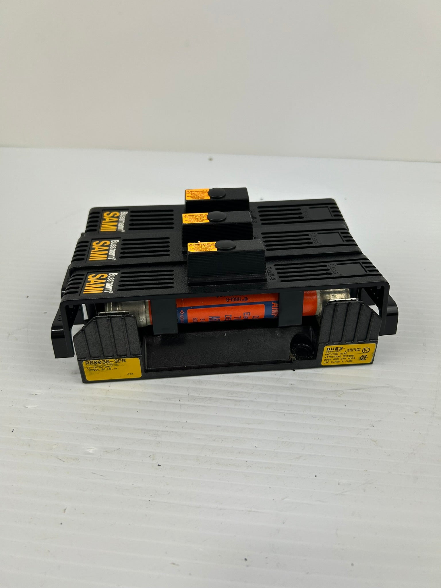 Bussmann Sami R60030-3PR Fuse Holder Block 600V 30A with 3 Amp Trap 2000 Fuses