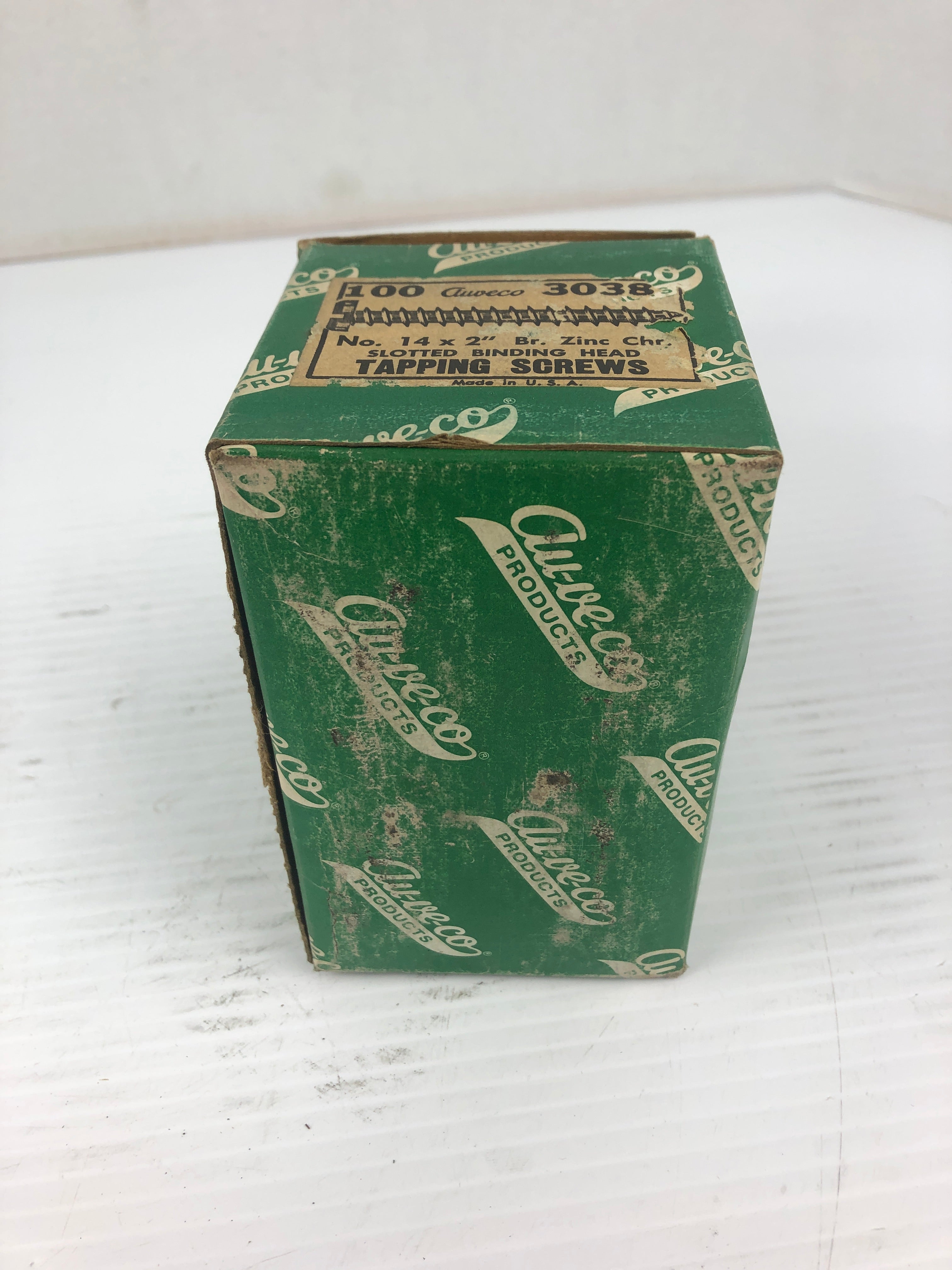 AU-VE-CO 3038 14 x 2" Br. Zinc Slotted Binding Head Tapping Screw - Lot of 100