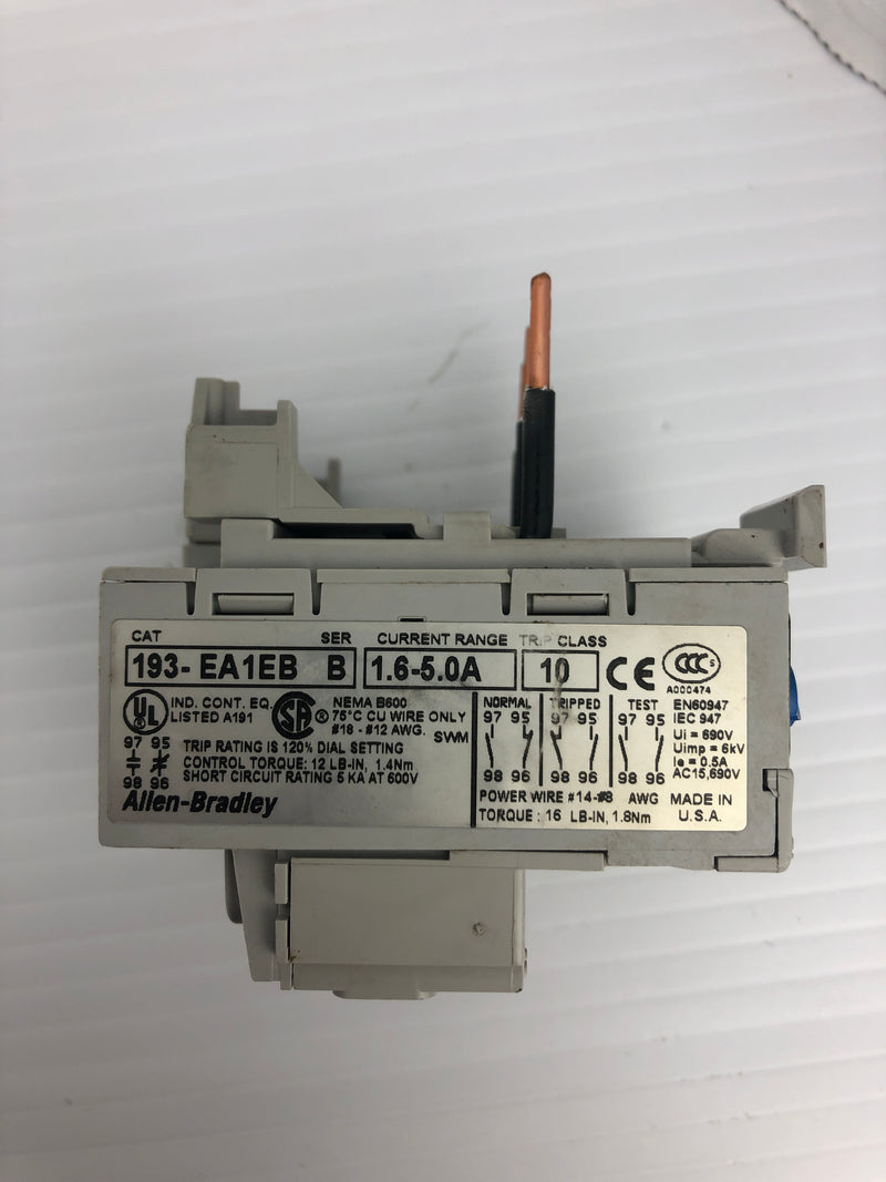 Allen-Bradley 193-EA1EB Overload Relay Trip Class: 10 Ser. B 690V 1.6-5.0A