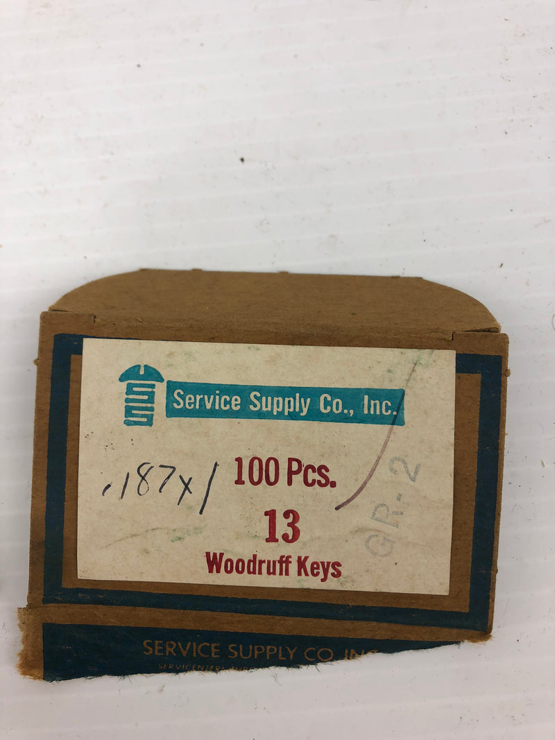 Service Supply Co GR-2 Woodruff Keys 1" x 3/8" - Lot of 32