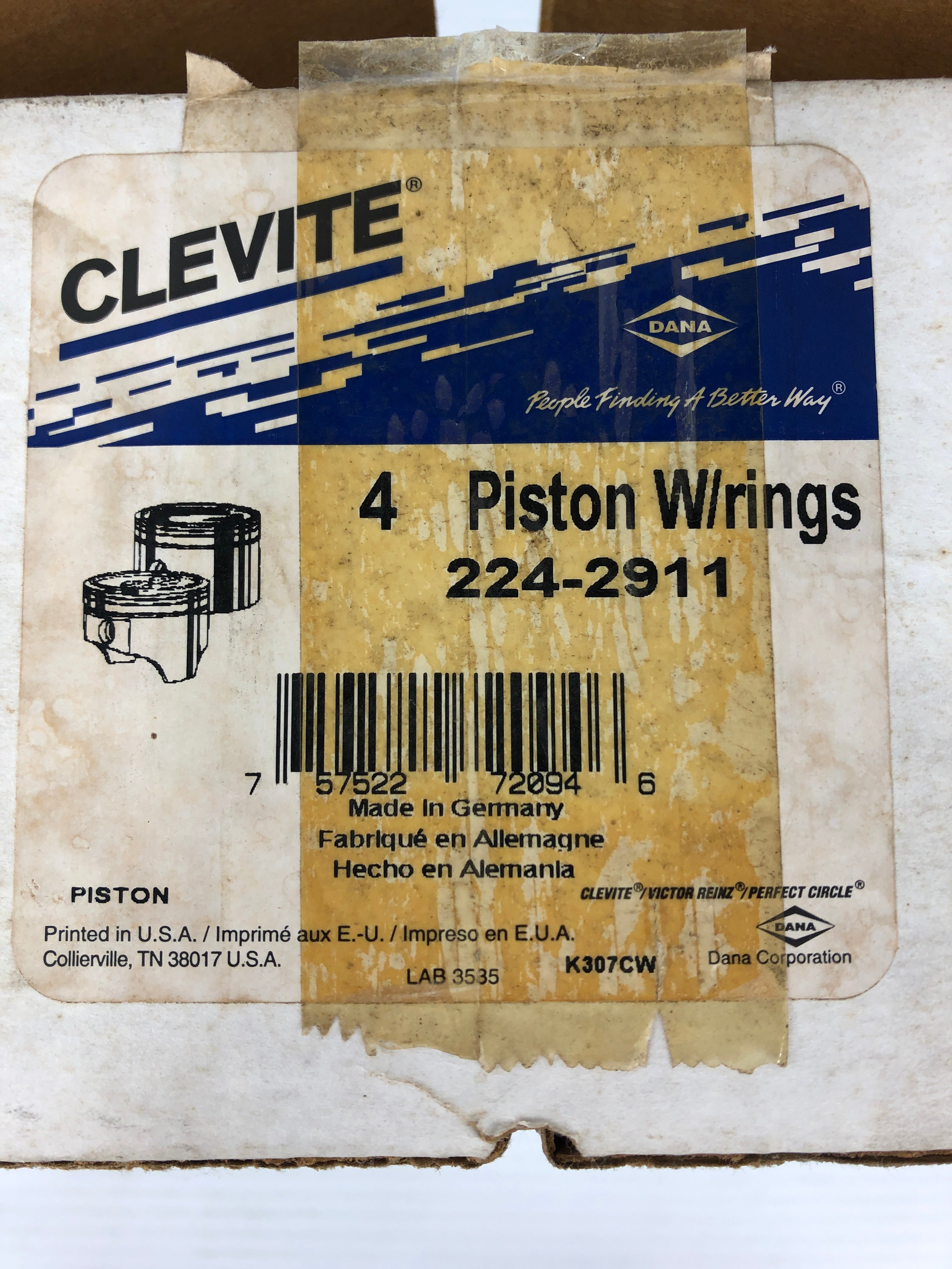 Clevite 2242911 Engine Piston with Rings 224-2911 - Box of 4