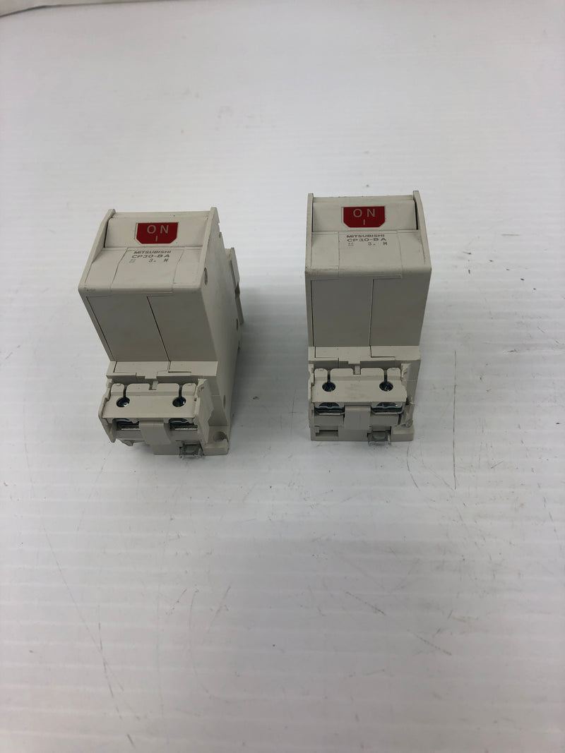 Mitsubishi Electric CP30-BA Circuit Protector 2 Pole 3A (Lot of 2)