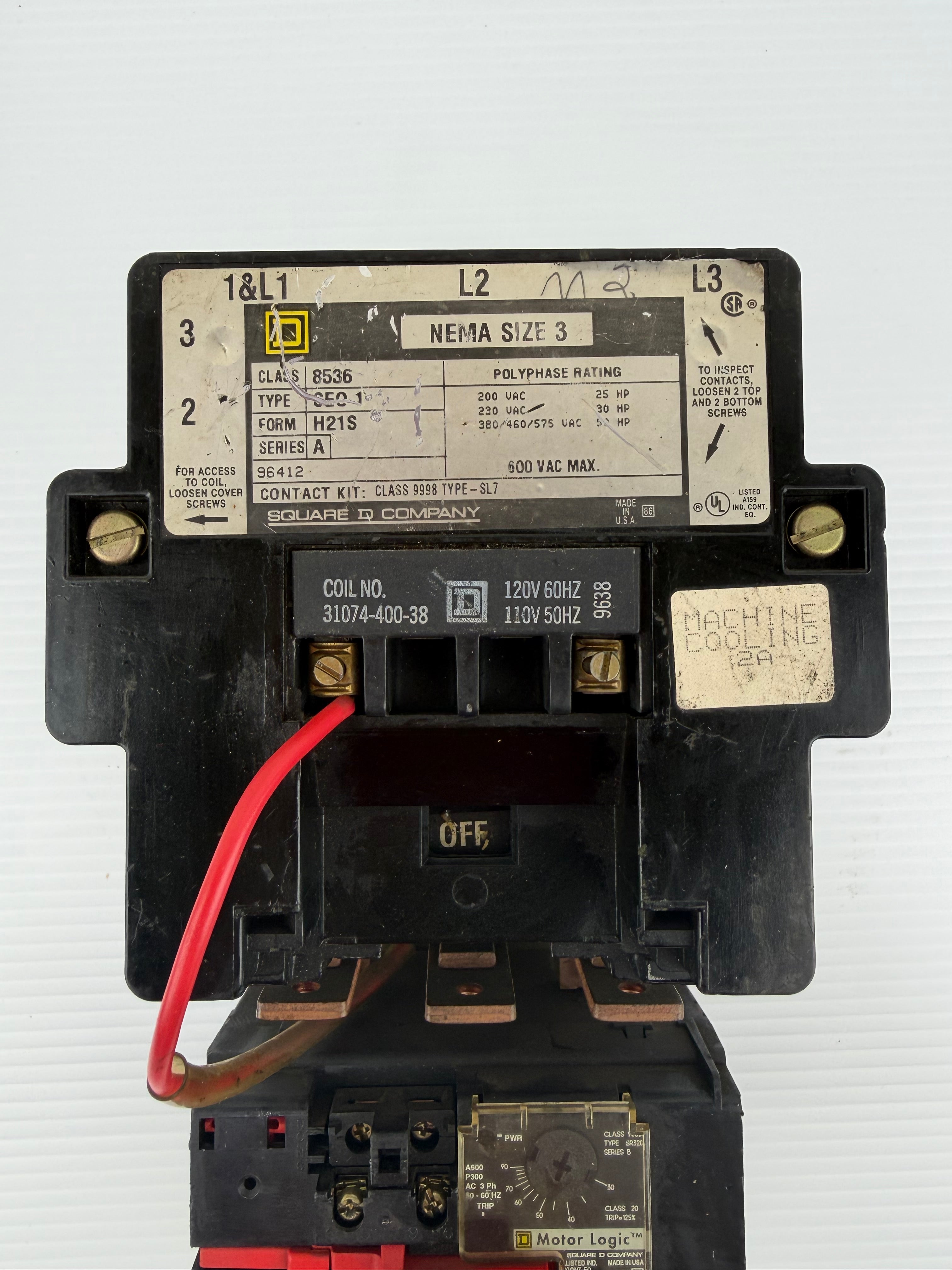 Square D Motor Starter 8536 Size 3 600 VAC Series A