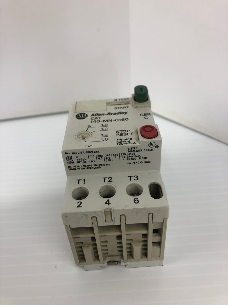 Allen-Bradley 140-MN-0160 Motor Starter Ser. C 600V 2.5A 3PH 8kV - Lot of 5