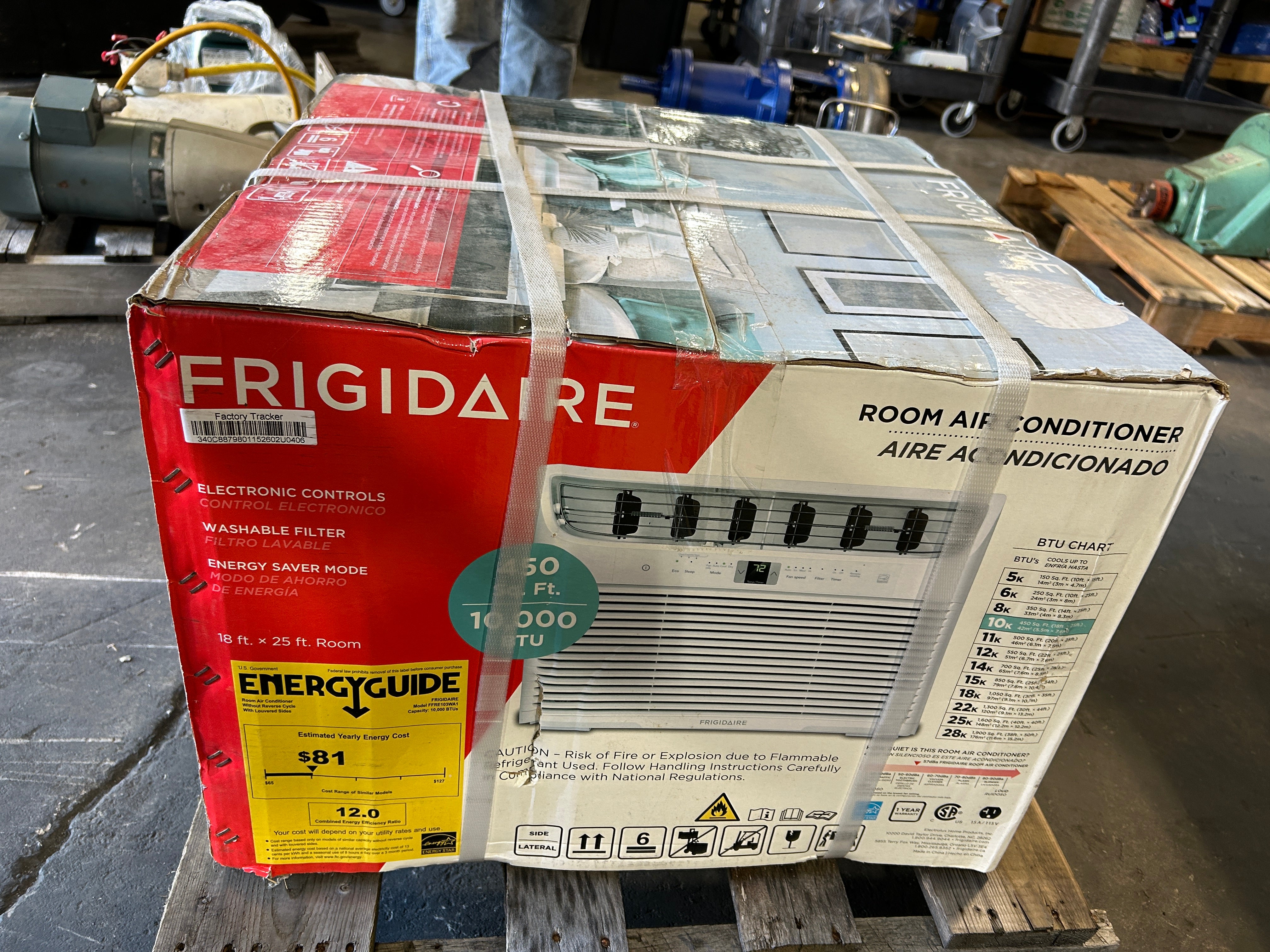 Frigidaire Window Room Air Conditioner 450 Sq.Ft. 10000BTU 115V White FFRE103WA1