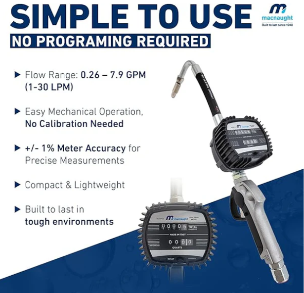 Mechanical Meter Oil Dispensing Gun 1/2" NPT Macnaught HG40P-02