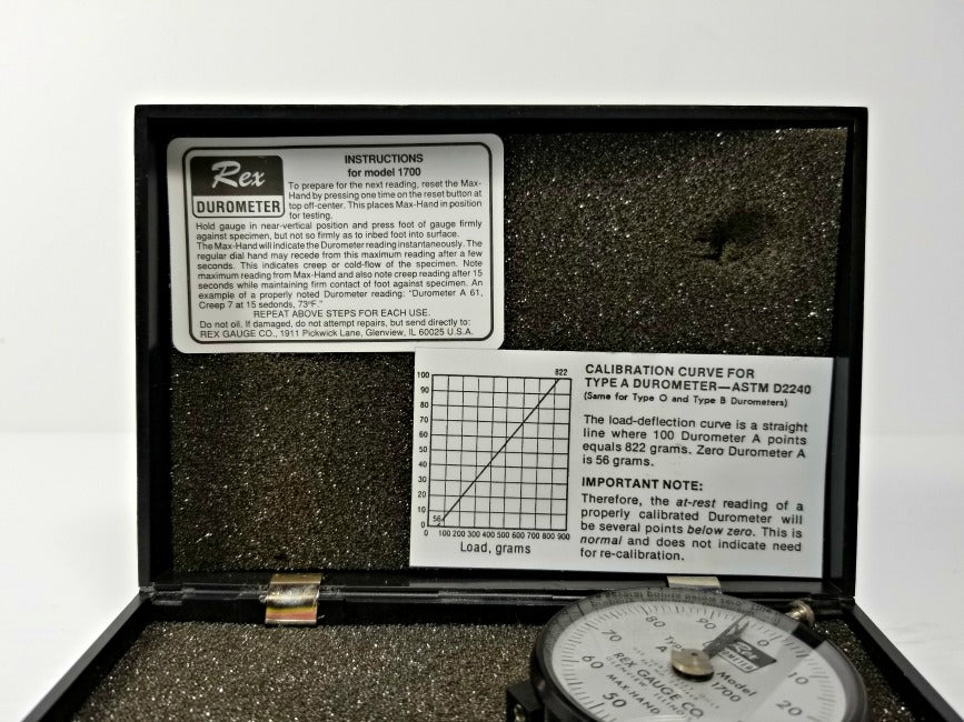 Rex Durometer Gauge 1700 Type A-17985 Vertical Precision Tool with Case