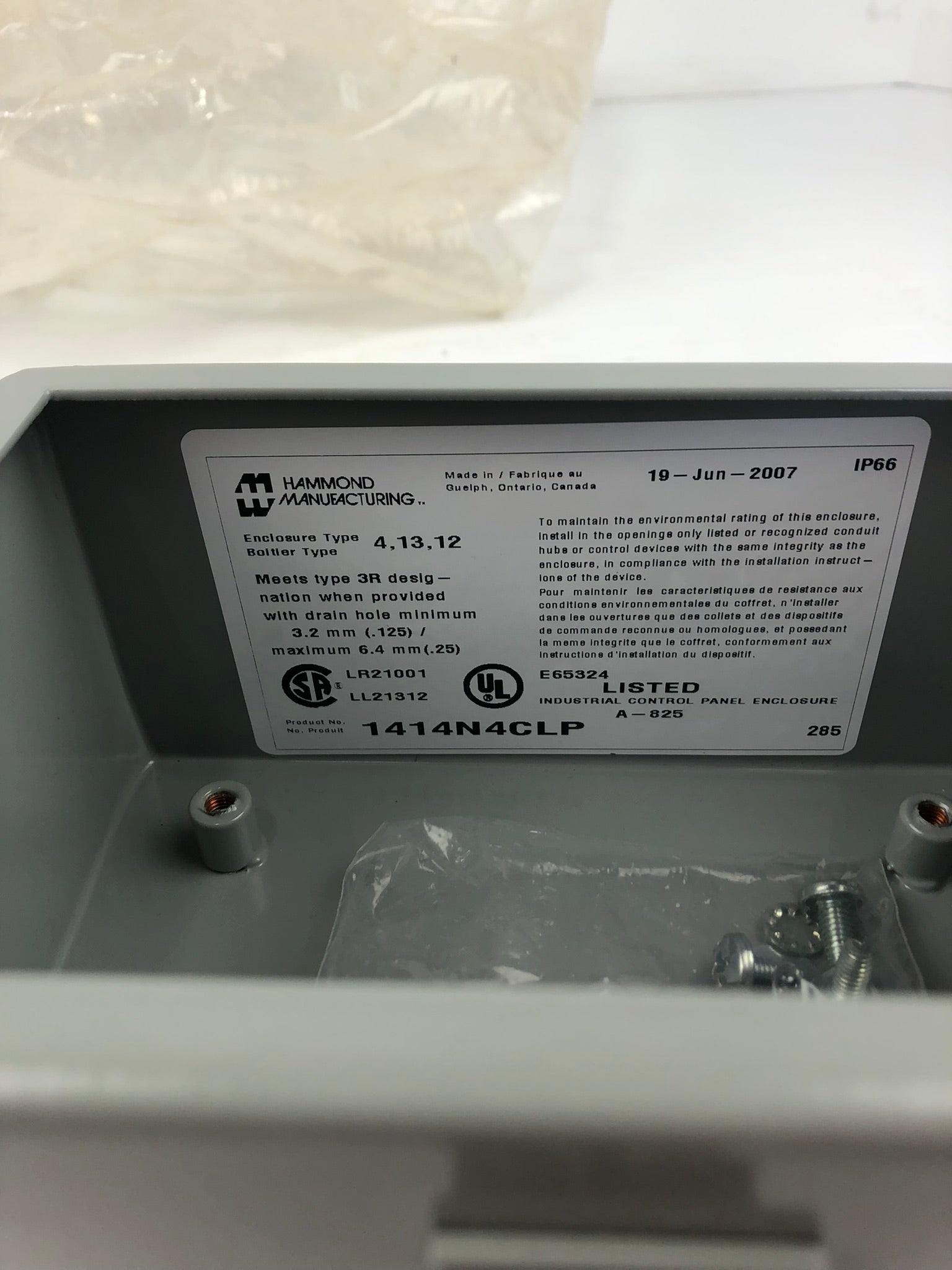 Hammond Manufacturing 1414N4CLP Metal Electrical Enclosure 6" x 4" x 3"