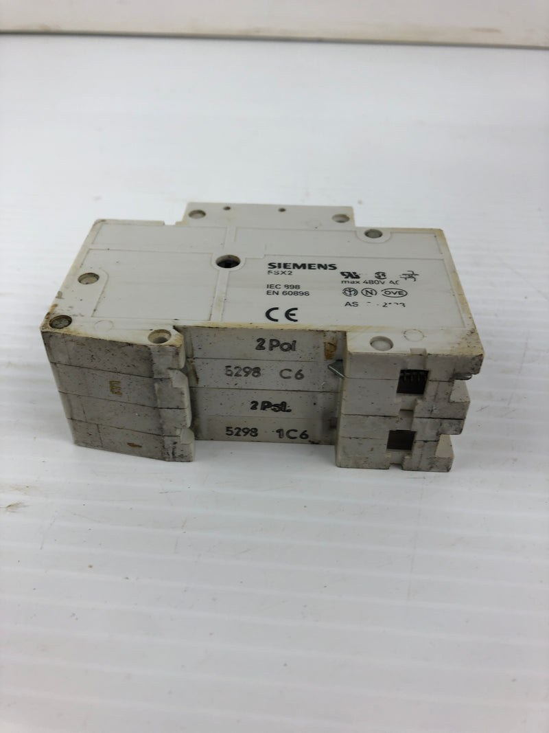 Siemens 5SX22 Circuit Breaker C6 2 Pole 10 Amp