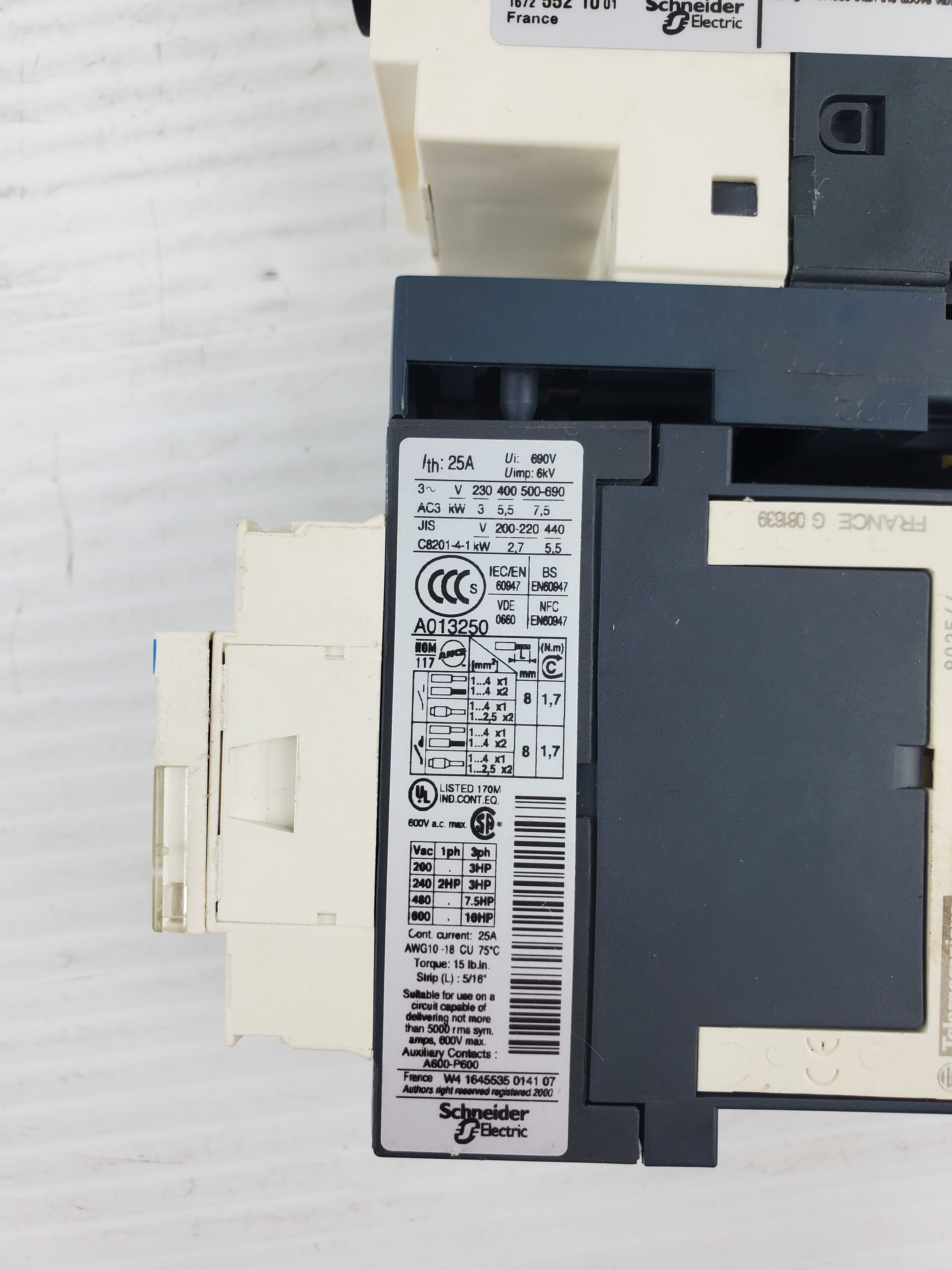 Telemecanique GV2-P14/6-10A Motor Circuit Breaker with LC1D12 Contactor