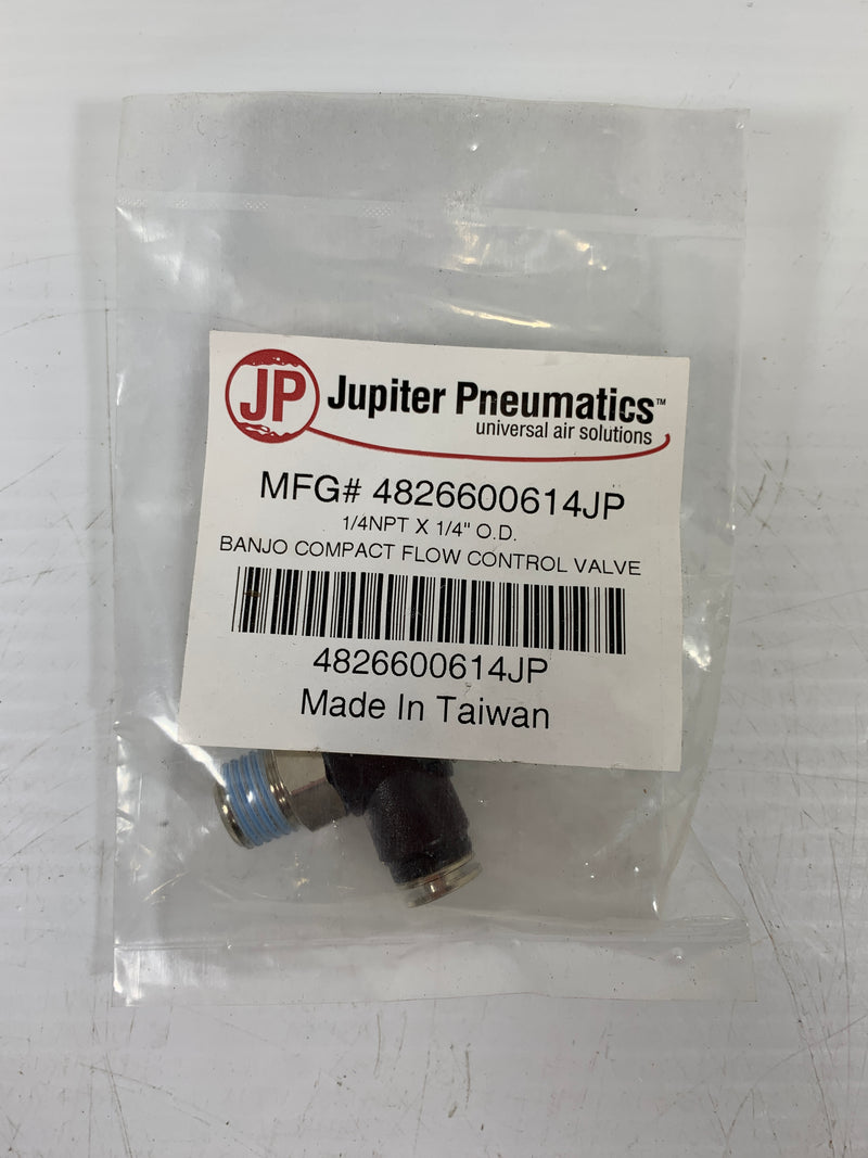 Jupiter 4826600614JP Pneumatics Banjo Flow Control Valve 1/4NPTx1/4 O.D.