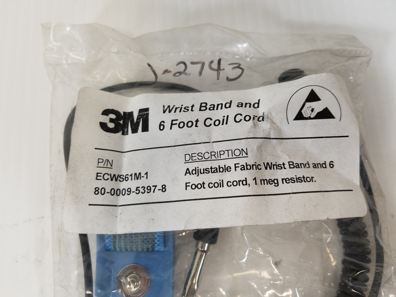 3M ECWS61M-1 Anti-Static Wrist Band 6 Foot Coil Cord