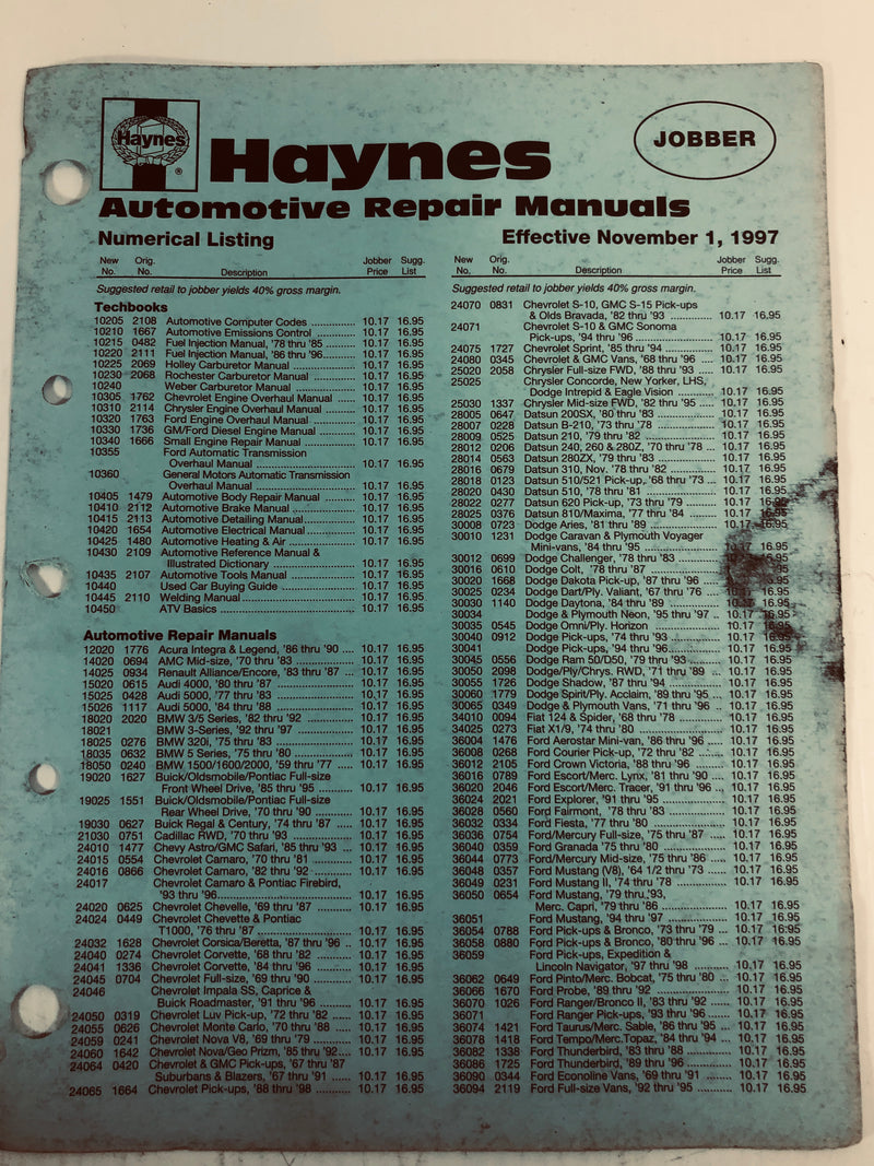 Haynes Automotive Repair Manuals