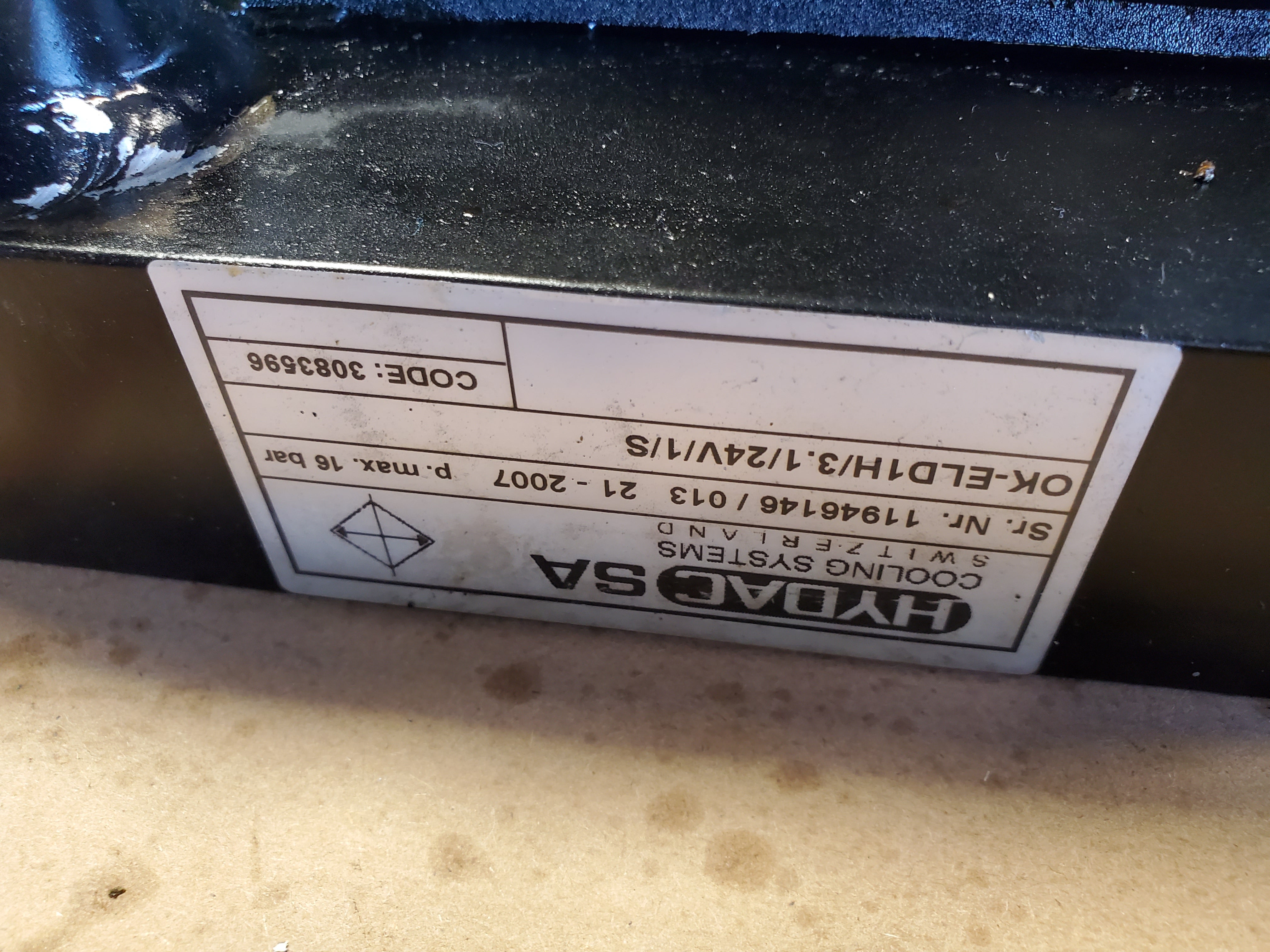 Hydac SA OK-ELD1H Cooling System Fan 3.1/24V/1/S P Max 16 Bar Code 3083596
