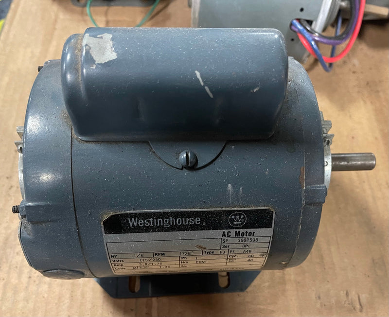 Westinghouse AC Motor 309P598 BPL Frame A48 1 Phase 1725 RPM 1/6 HP