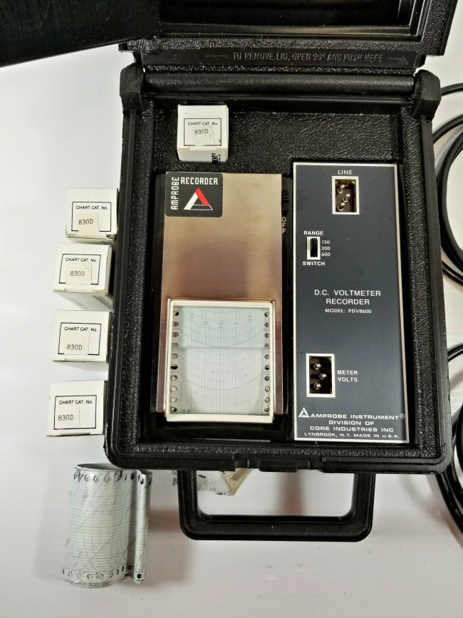 Amprobe Instruments DC Voltmeter Recorder PDV8600 with 830D Recorder Charts