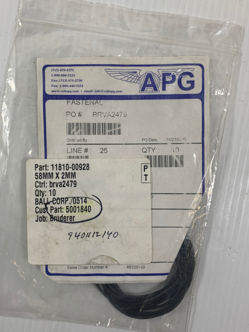 Bag of 10 APG O-Ring Seals 11810-00928