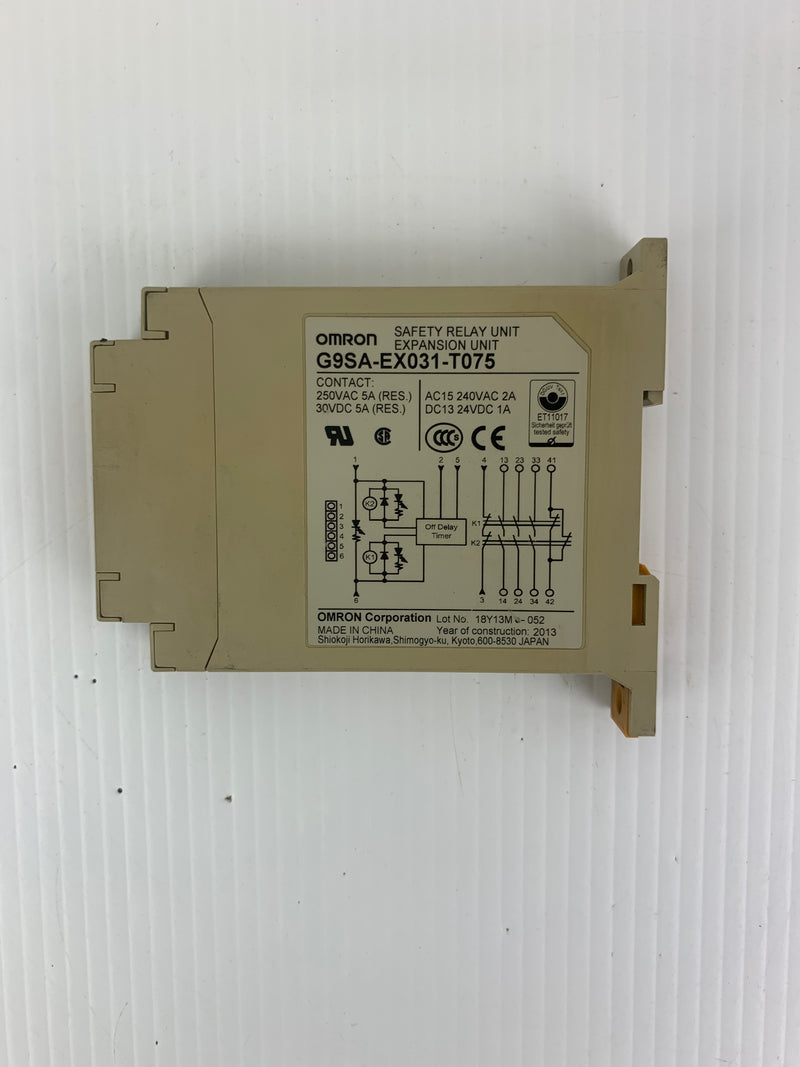 Omron Safety Relay Unit G9SA-EX031-T075 250 VAC