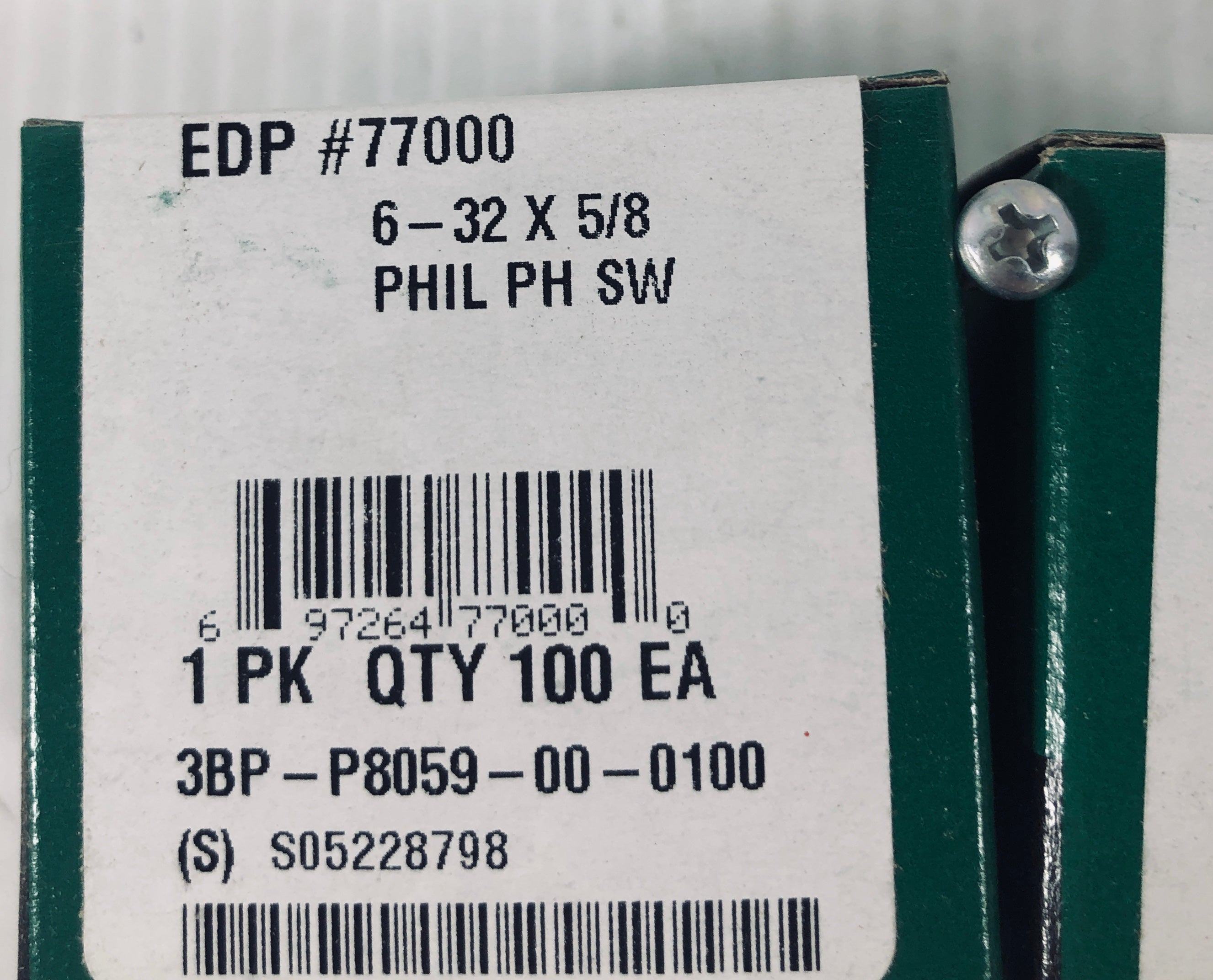 Phillips Head Screw 6-32x5/8 3BP-P8059-00-0100 - 2 Boxes of 100 Each - 200 Total