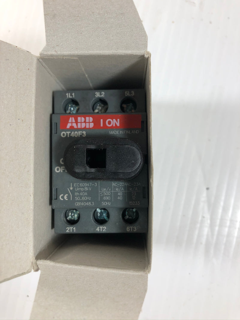 ABB OT40F3 Disconnect Switch 1SCA104902R1001 40 Amp