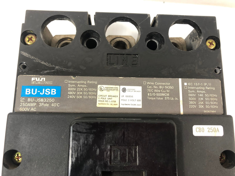 Fuji Electric Circuit Breaker BU-JSB BU-JSB3250 250A 3P 600VAC