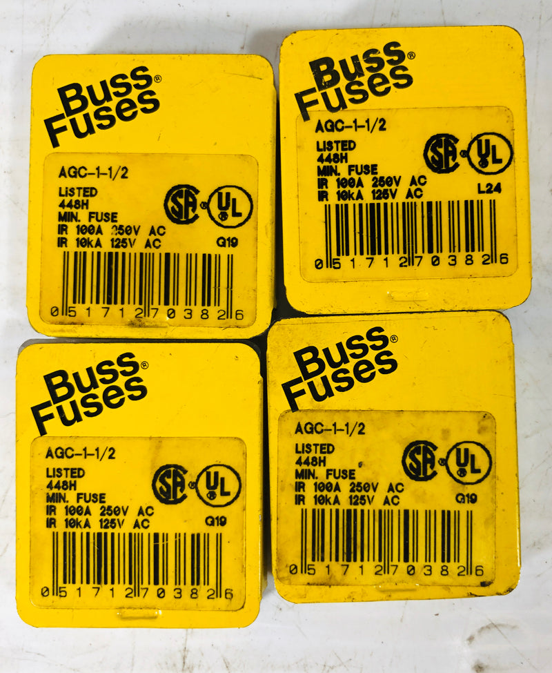 Buss Fuses AGC-1 1/2 4 Boxes (Lot of 12)