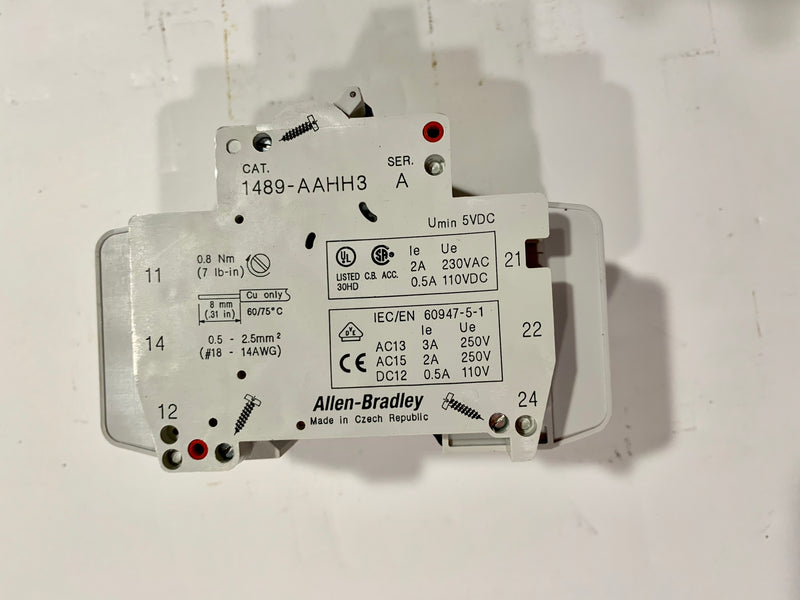 Allen-Bradley Circuit Breaker AB-5329 Auxillary Switch 1489-AAHH3