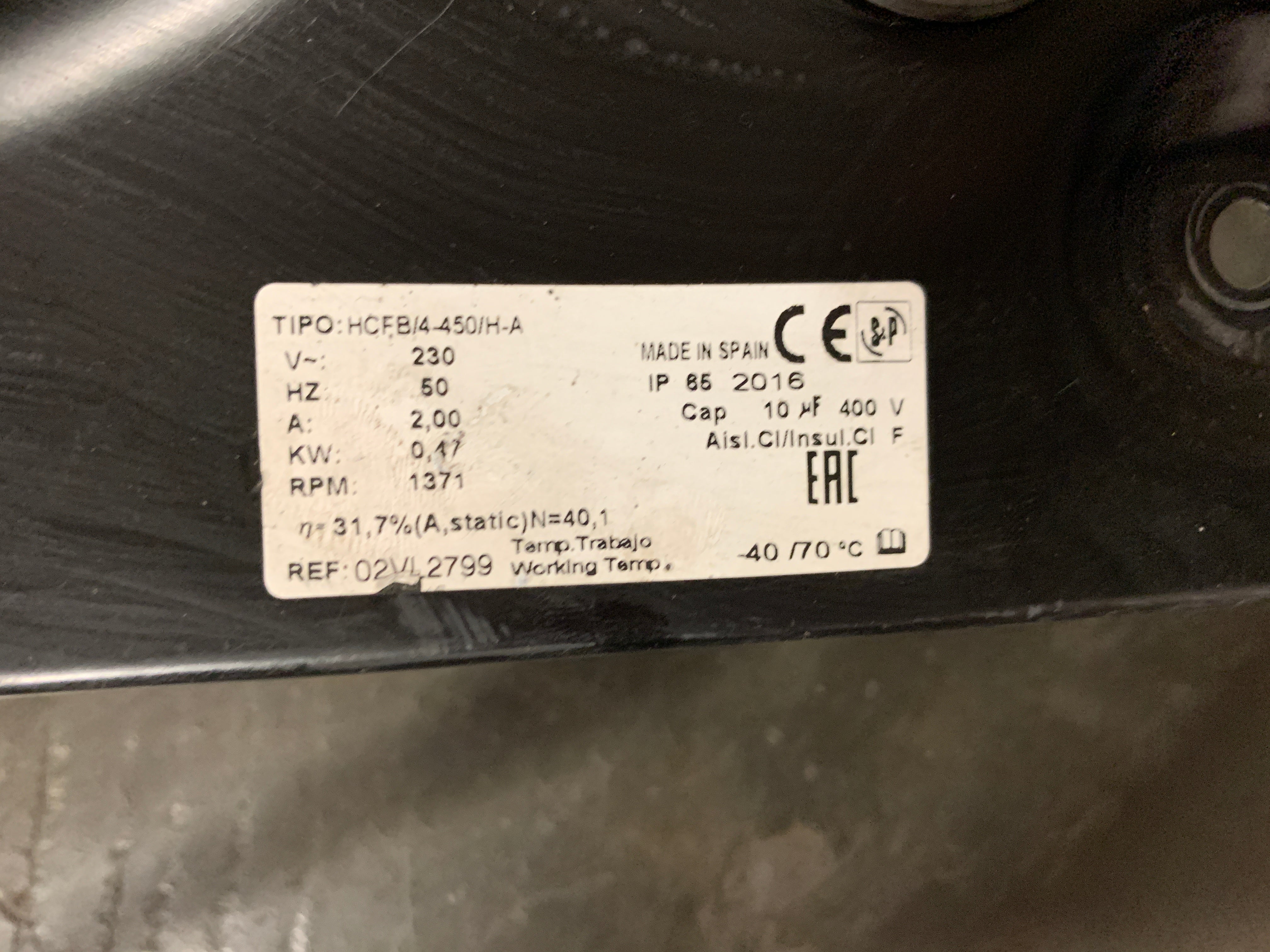 S&P Soler Palau Industrial Axial Fan HCFB/4-450/H-A 230V 50Hz