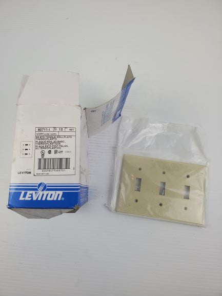 Leviton 80711-I Ivory 3G STD Toggle Wallplate Thermoplastic (Box of 10)