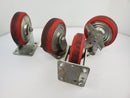 Red Industrial Casters 6" Metal & Plastic Wheels (Lot of 4)