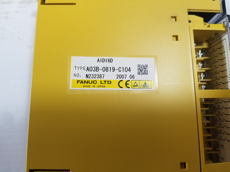 Fanuc A03B-0819-C001 PLC 10 Slot Base with AID16D Modules