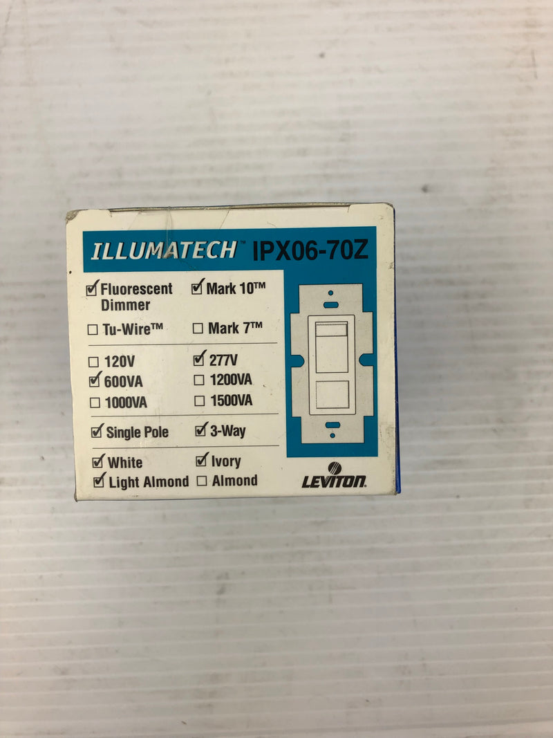 Leviton IPX06/70Z Slide Dimmer On/Off Preset Switch 277V White/Ivory/Lt. Almond