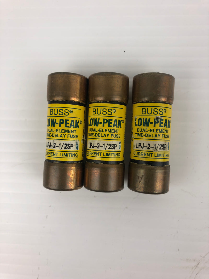 Buss Fuse LPJ-2-1-2SP Low Peak Dual Element Time Delay 600VAC Class J - Lot of 3