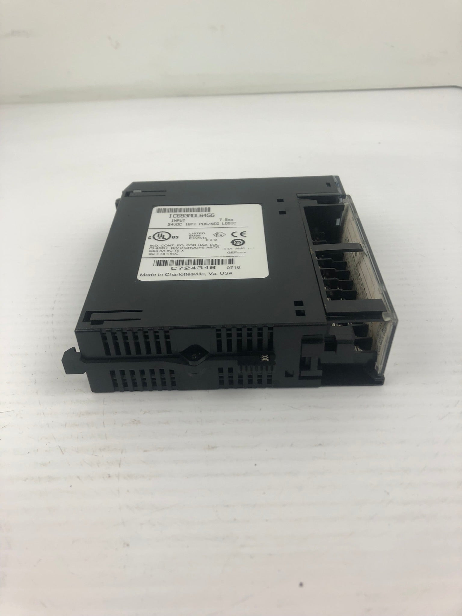 GE Fanuc IC693MDL645G PLC Input Module 24VDC 16PT P0S/NEG Logic with Door